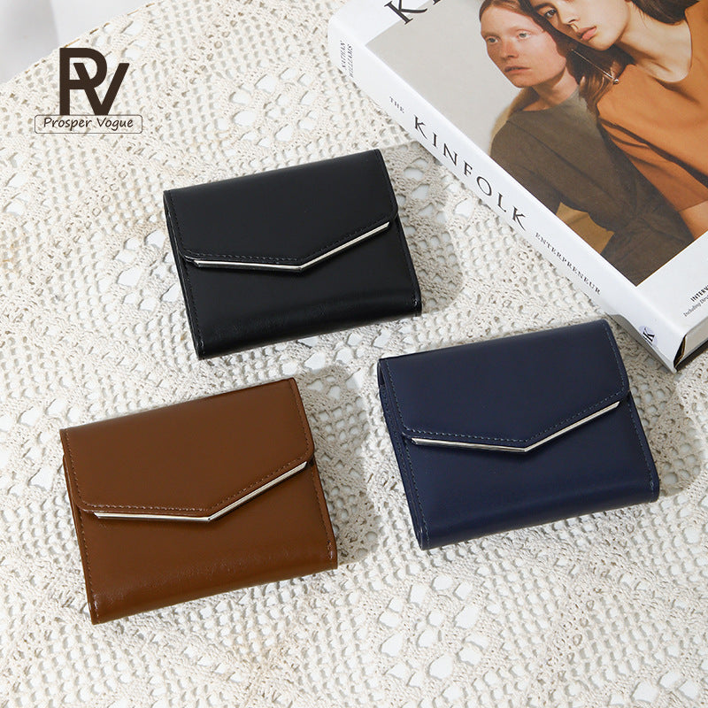 Women's Simple Fresh Clutch Leather Short Exquisite Ladies Wallet
