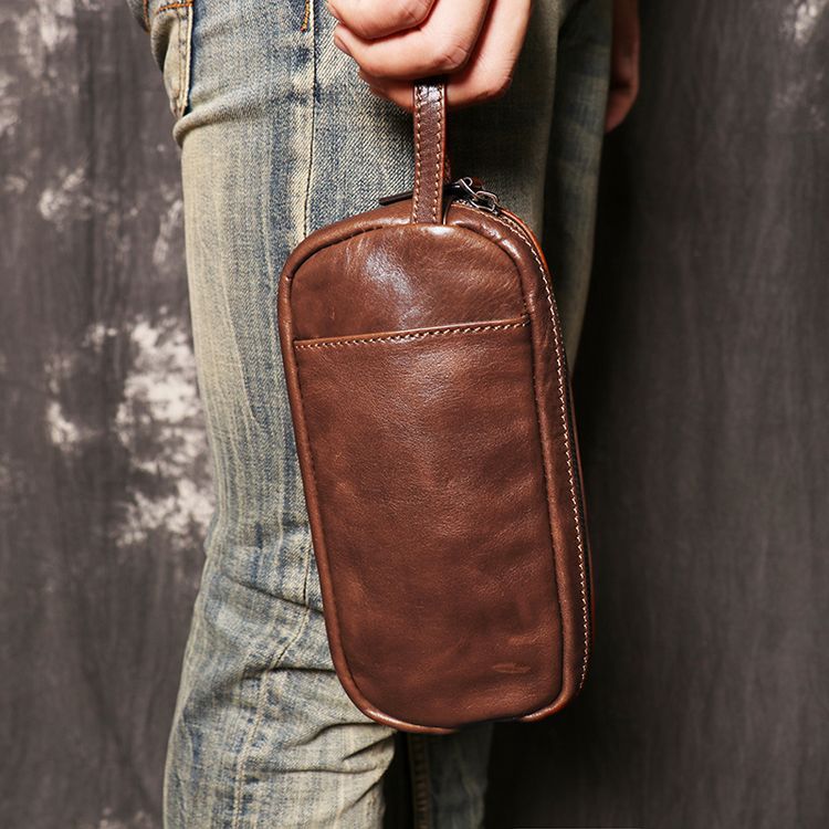 Women's & Men's Retro Genuine Leather Clutch First Layer Large Capacity Men's Handbags