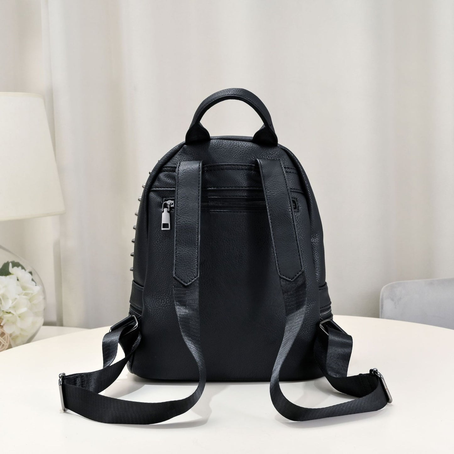 Women's Classical Versatile Soft Leather Rivets Skull Backpacks