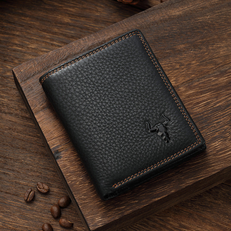 Leather Short Multiple Slots First Layer Men's Wallets
