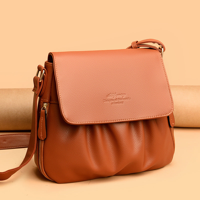 Trendy Female Lady High-grade Versatile Pleated Shoulder Bags
