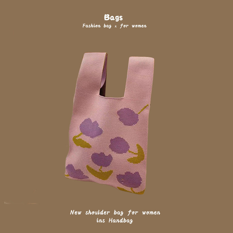 Women's Hand Carrying Box Lunch Contrasting Color Bucket Bags