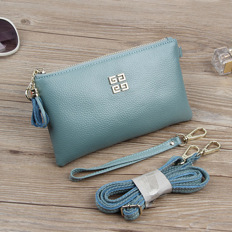 Women's Simple Cowhide Clutch Elegant Genuine Leather Bags