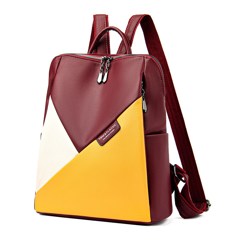 Women's Large Capacity Trendy Patchwork Style Soft Backpacks