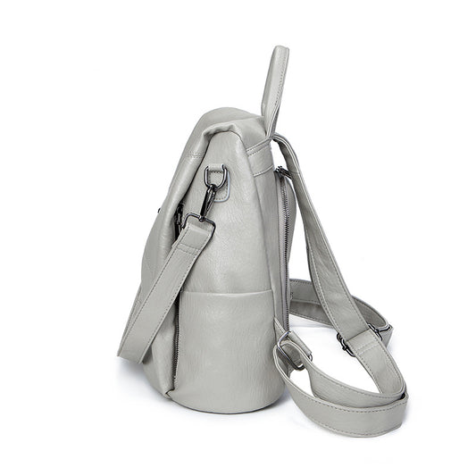 Versatile Soft Leather Large Capacity Leisure Backpacks