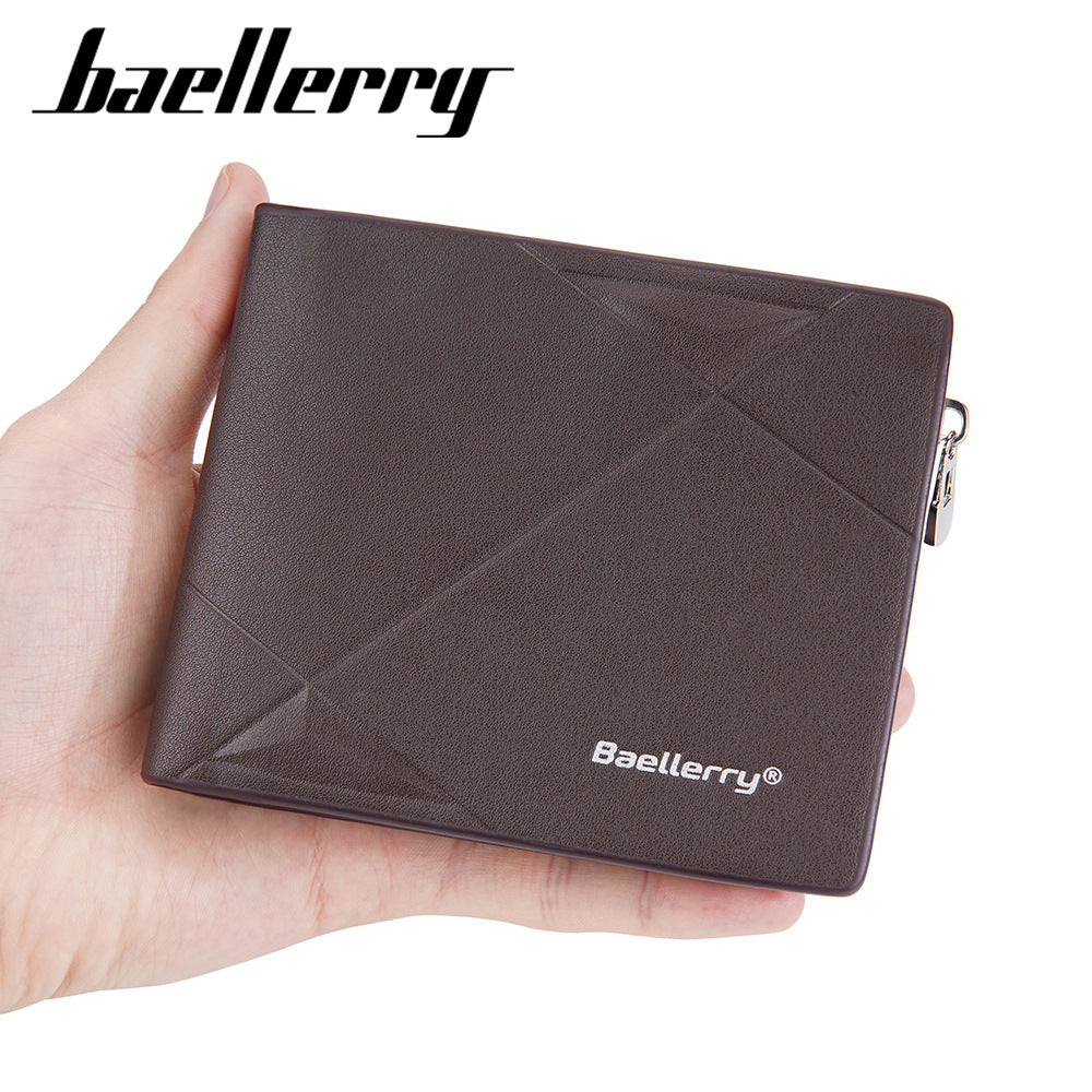 Men's Short Business Open Multiple Slots Zipper Purses