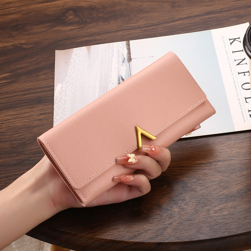 Women's Korean Long Color Matching Simple Clutch Multifunctional Zipper Ladies Wallet