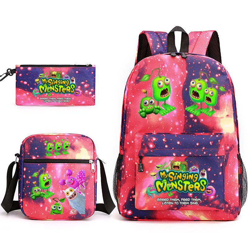 Game Monster Concert Pencil Three-piece Set Backpacks