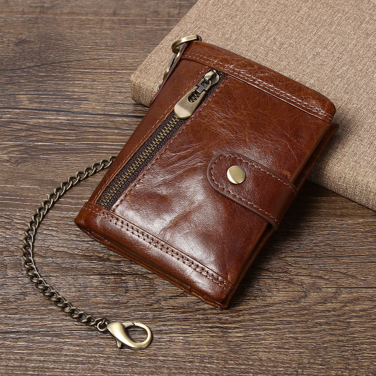 Men's Classy Leather Swiping Short Cowhide Men's Wallets