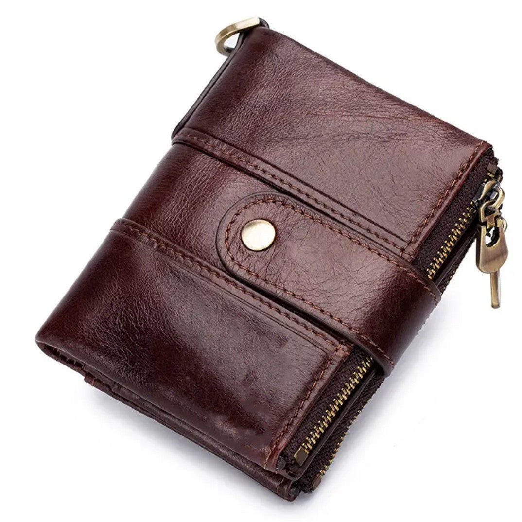 Men's Swiping Genuine Leather Multifunctional Zipper Vintage Men's Wallets