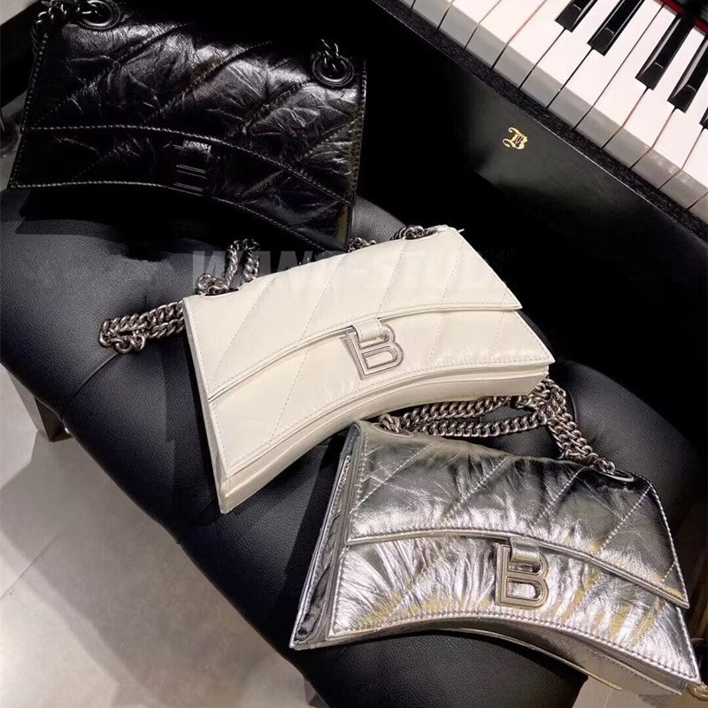 Women's High-grade First Layer Cowhide Hourglass Pleated Bags