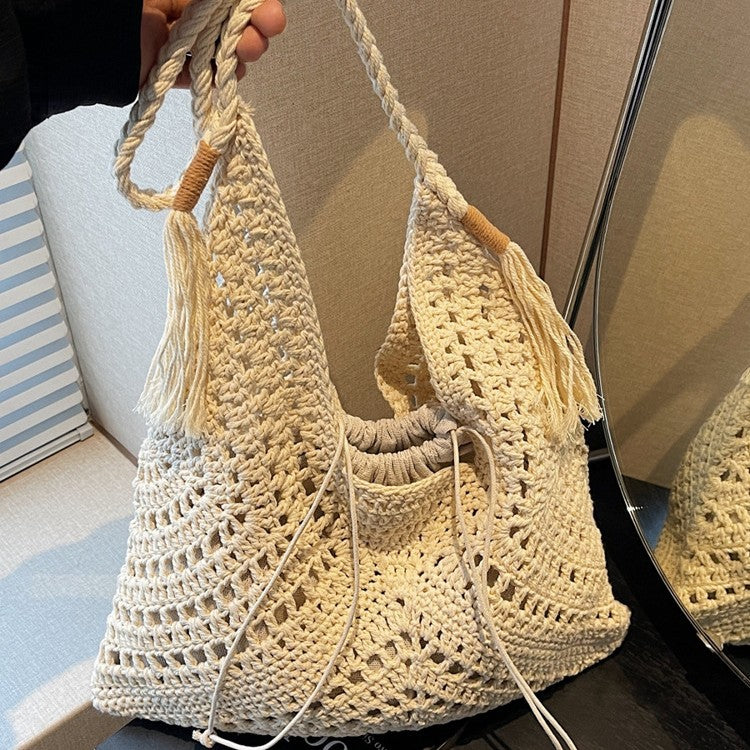 Women's Idle Style Loose Feeling Large Capacity Woven Summer Seaside Holiday Women's Shoulder Bag