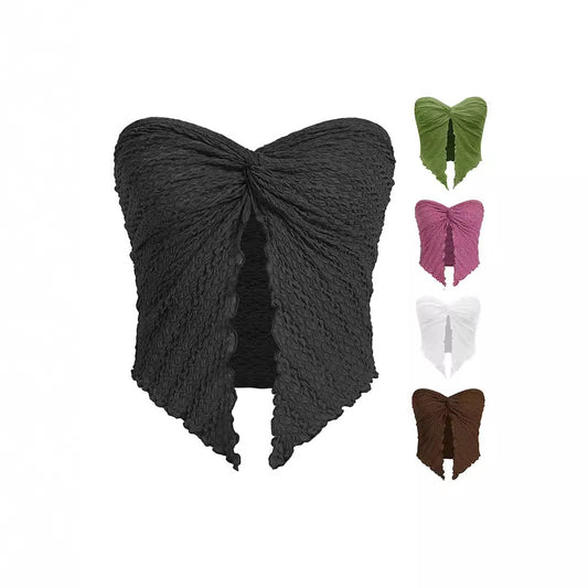 Women's Fashion Sexy Pleated Twist Tube Backless Tops