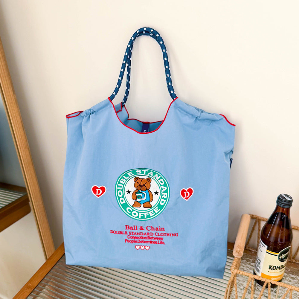 Environmental Protection Waterproof Nylon Embroidery Fashion Large Bags