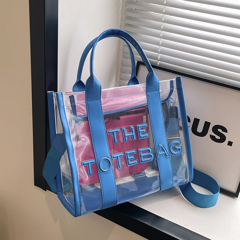 Women's Fashion Transparent Letter Beach Large Capacity Bags