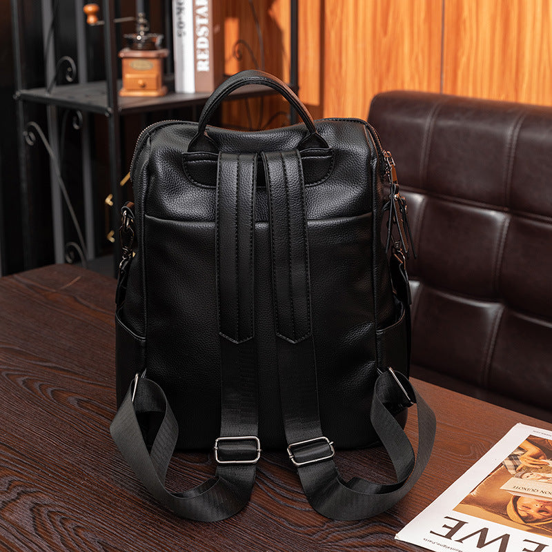 Women's Fashion Retro Large Capacity Soft Leather Textured Backpacks