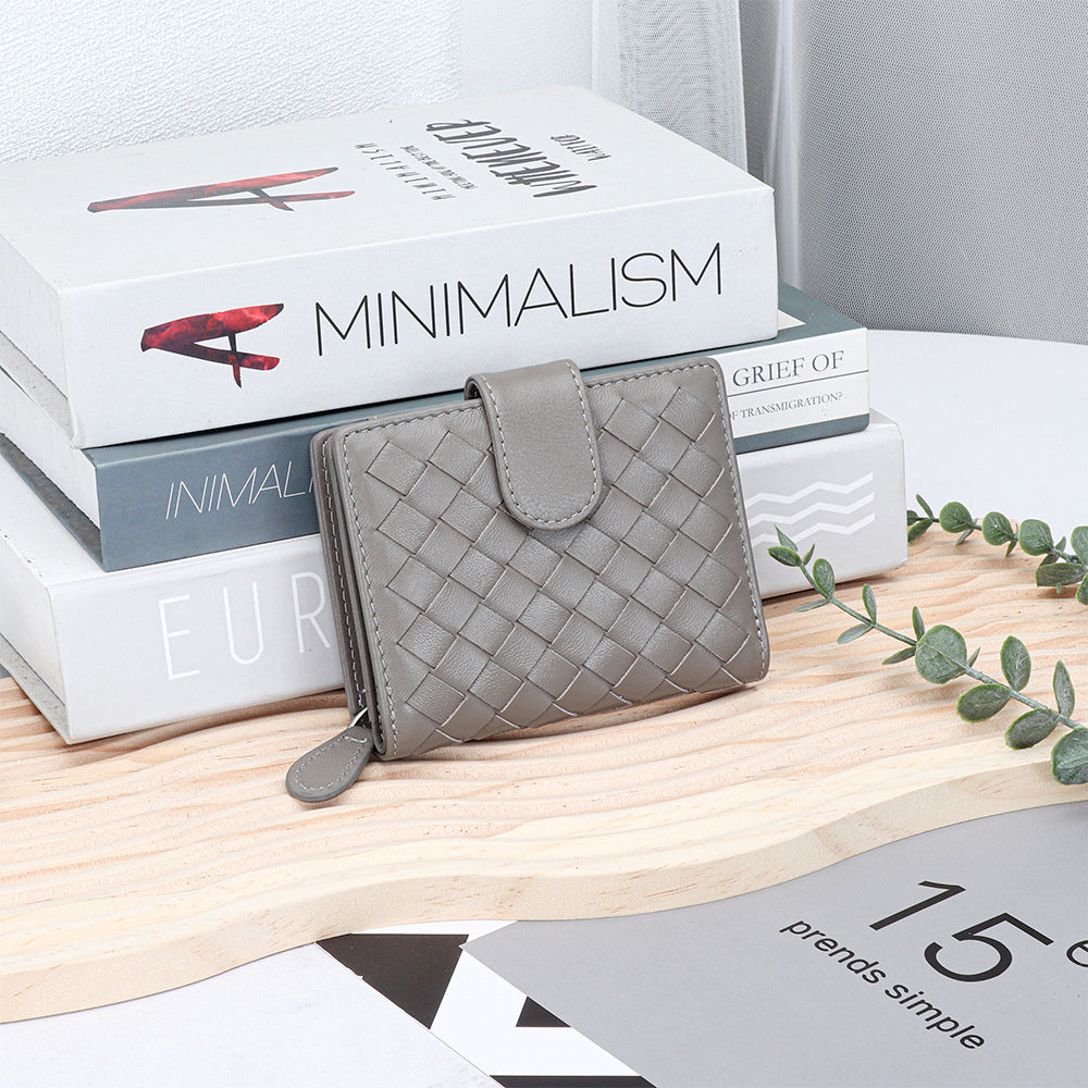 Leather Weave Unisex Multiple Slots One Ladies Wallets