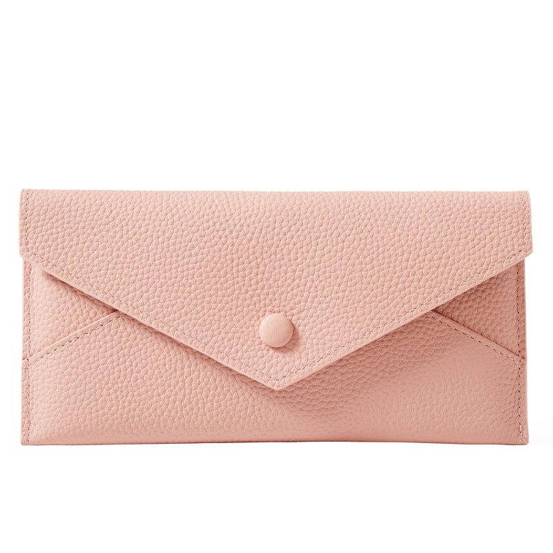 Women's Genuine Leather Simple Thin Envelope Large Capacity Ladies Wallet