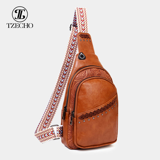 Women's Comfortable Unique Creative Stitching Leather Waist Packs