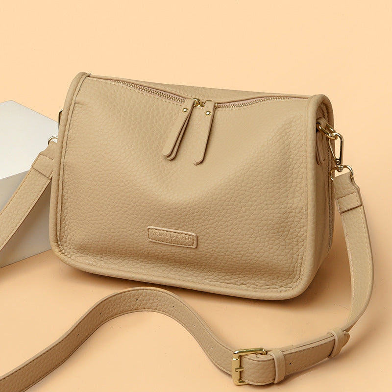 Women's Large Capacity Fashionable Simple Textured Korean Shoulder Bags