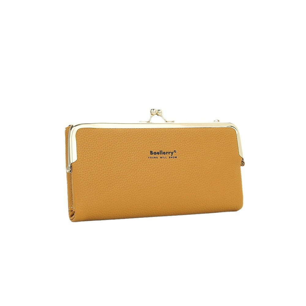 Women's Korean Style Lychee Pattern Large Capacity Multiple Ladies Wallet