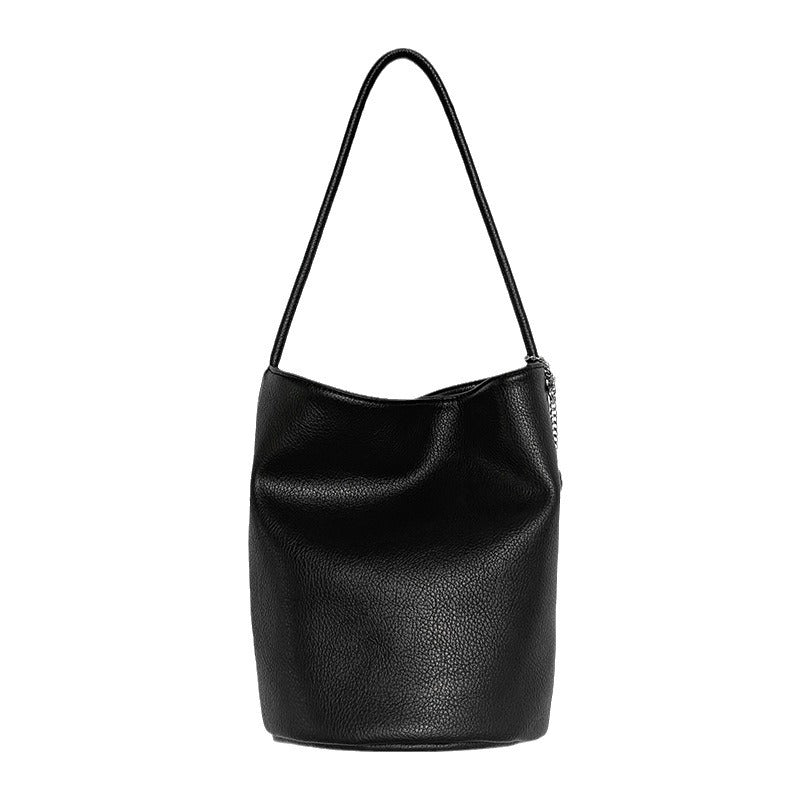 Soft Leather Solid Color Simple Idle Style Large Capacity Women's Shoulder Bag