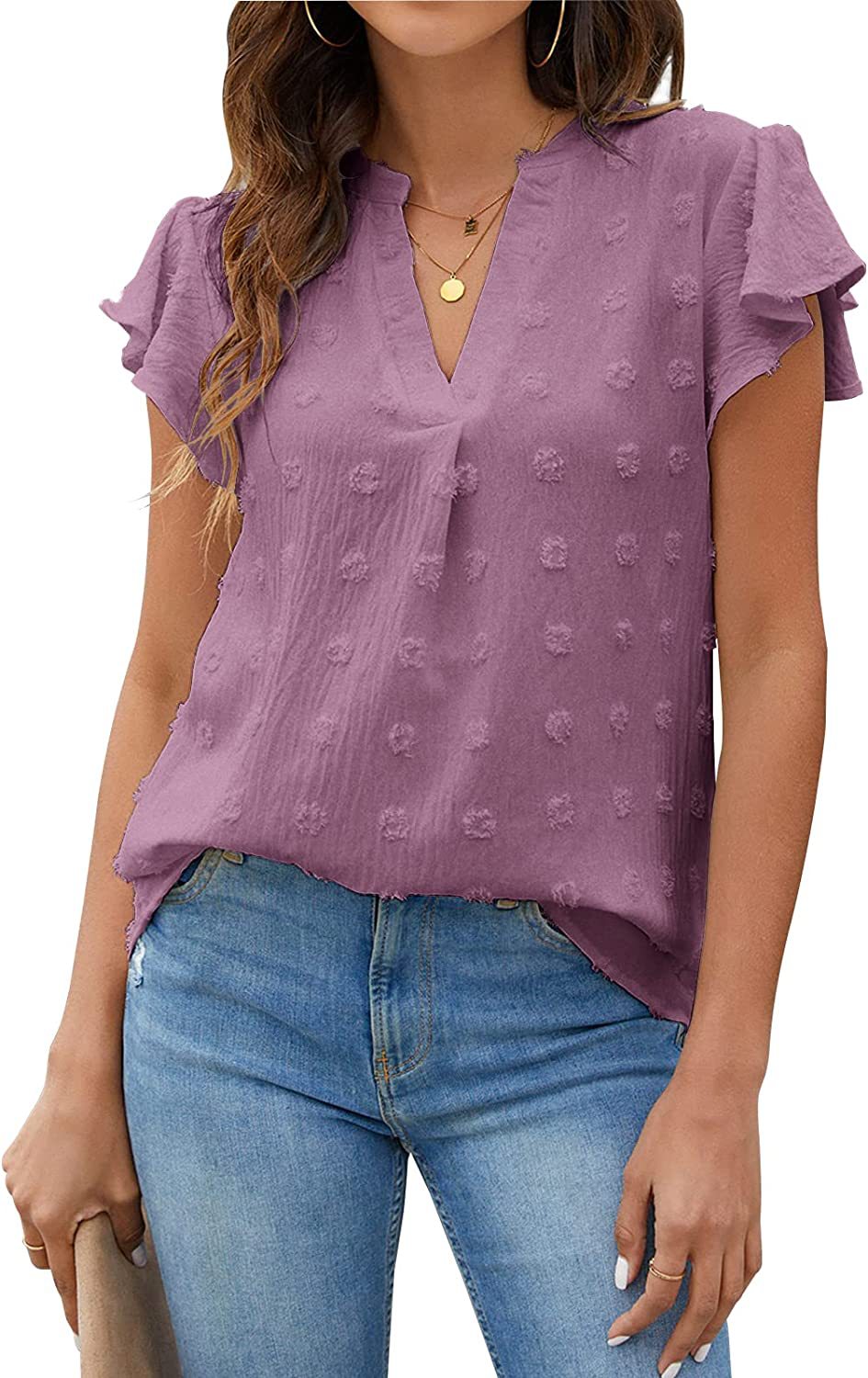 Women's Shirt Ruffled Elegant Chiffon Summer Blouses