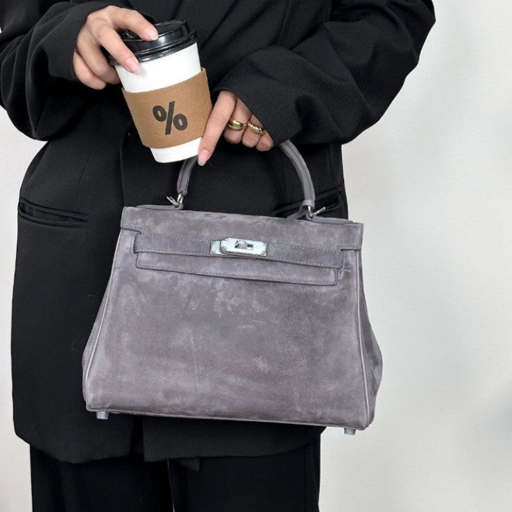 Women's Top Layer Frosted Suede Wide Strap Kelly Retro Easy Matching Women's Shoulder Bag
