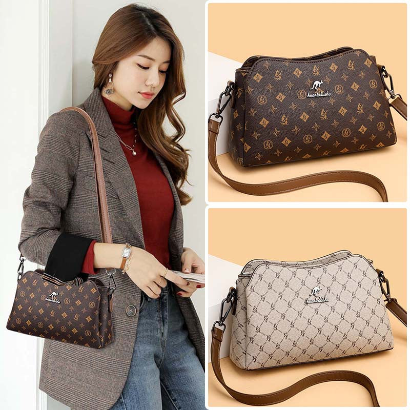 Women's Denis Kangaroo Portable Soft Leather Large Shoulder Bags
