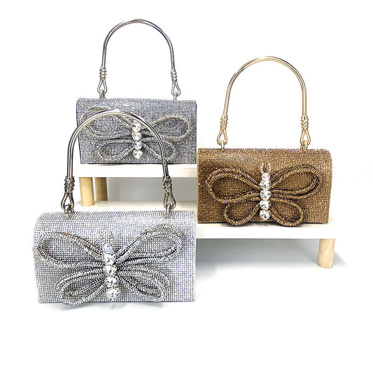 Creative Slouchy Butterfly Shiny Diamond Chain Bags