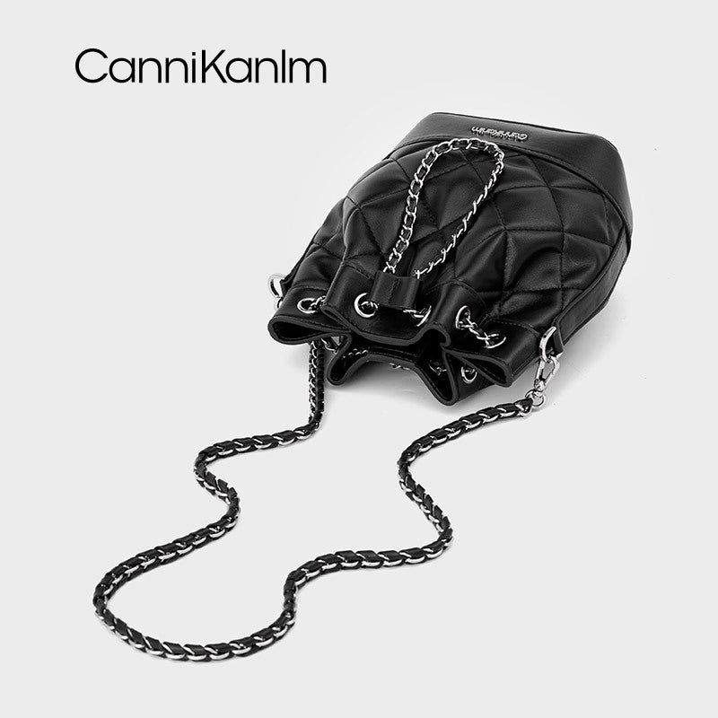 Women's Genuine Leather Advanced Texture Chain Bucket Bags