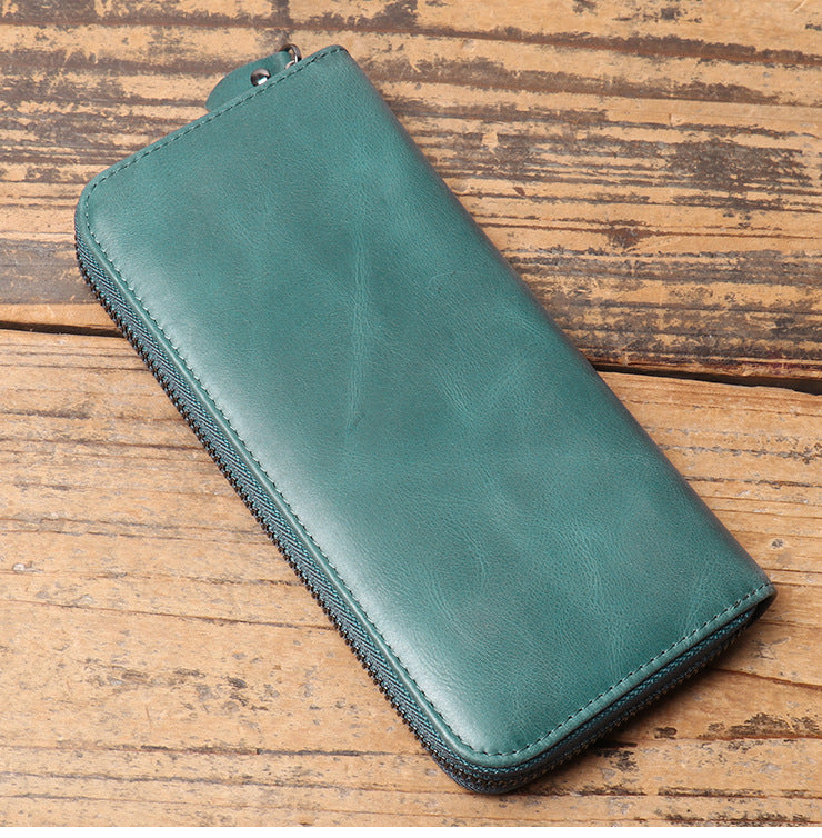 Women's & Men's & Antique Oil Wax Leather Multiple Ladies Wallets