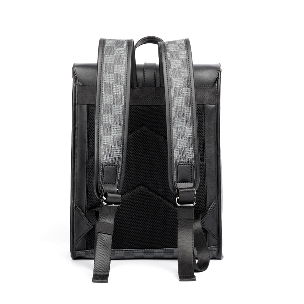 Men's Korean Large Capacity Trendy Plaid Batch Backpacks