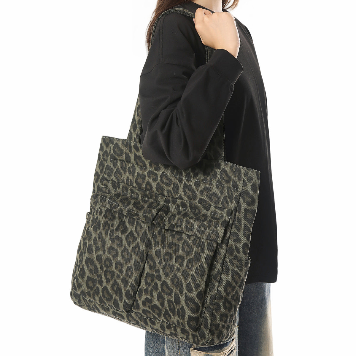 Women's Canvas Fashion Large Capacity Commute Leisure Tooling Women's Shoulder Bag