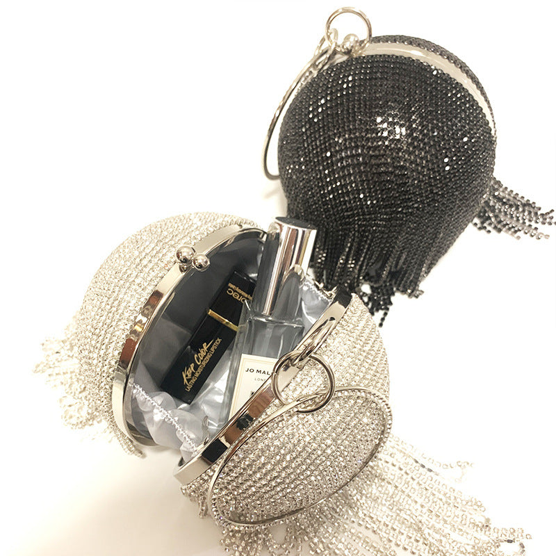 Lady Style Diamond Wear Round Shiny Party Wedding Crystal Evening Bags