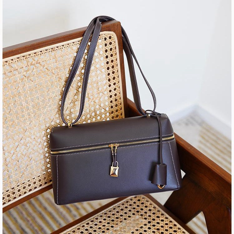 Meal Box High Texture Leather Large Shoulder Bags