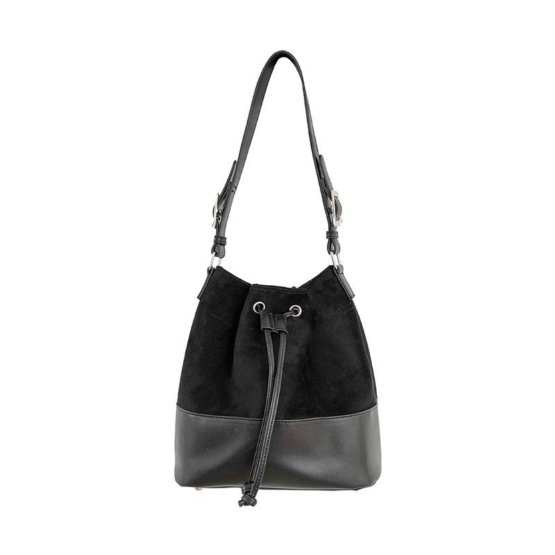 Women's Style Design Suede Leather Patchwork Portable Retro Shoulder Bags