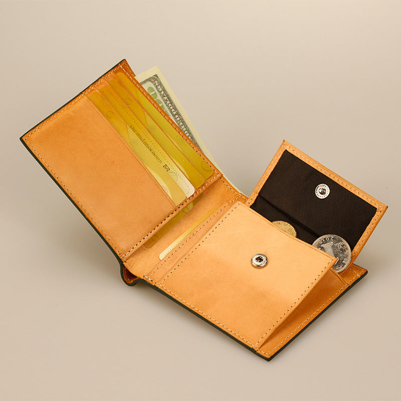 Leather Business Multiple Slots Certificate Short Banknote Coin Purses