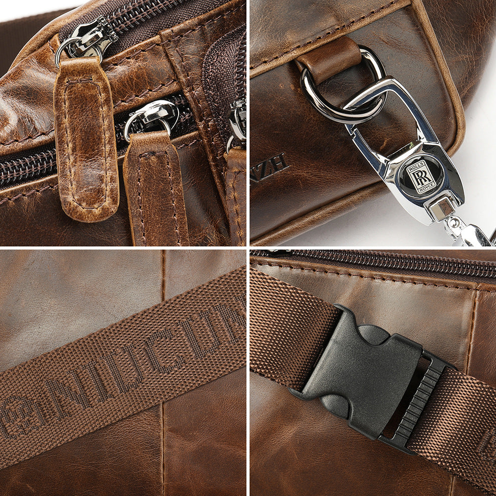 Men's Genuine Leather Mobile Business First Layer Men's Waist Packs