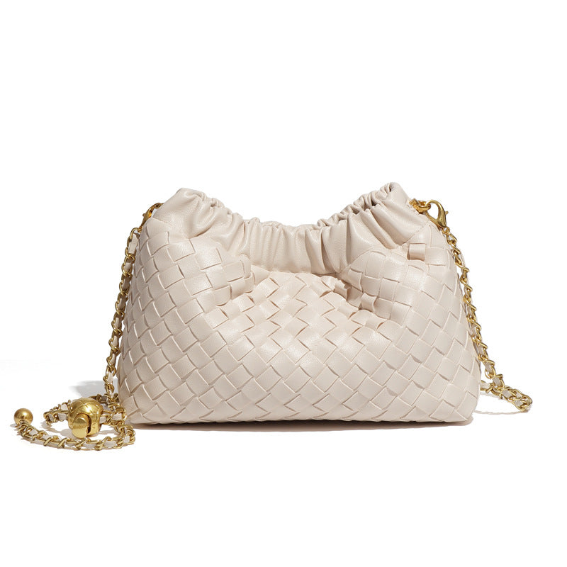 Women's Pleated Cloud Fashion Golden Ball Hand-woven Bags