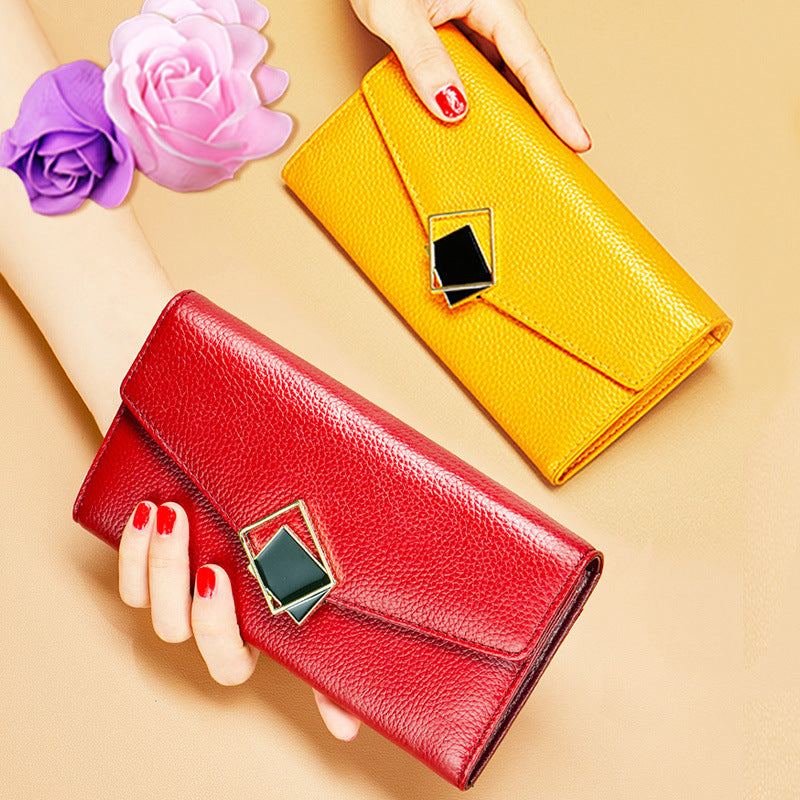 Women's Yellow Soft Clutch Large Capacity Multiple Ladies Wallet