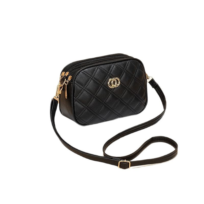 Large Capacity Triple Zipper Fashionable Simple Women's Messenger Bag