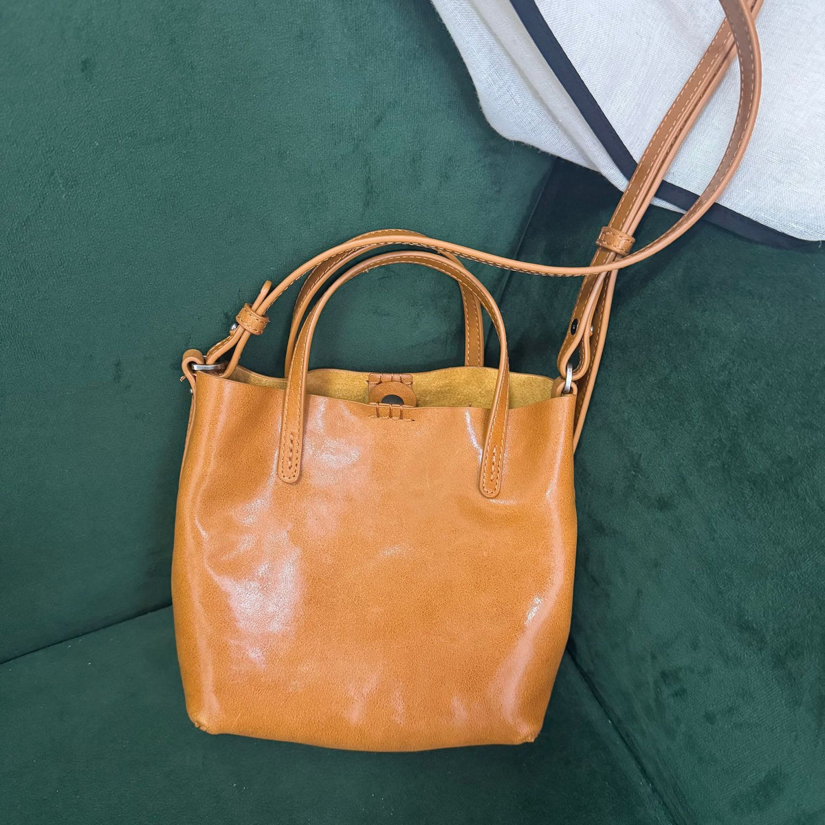 First Layer Crystal Vegetable Tanning Leather Fashion Portable Phone Bags