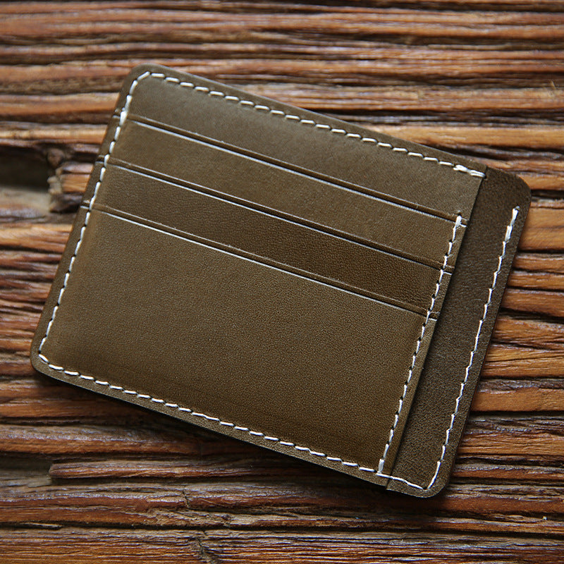 Men's Vegetable First Layer Short Cowhide Vintage Card Holder