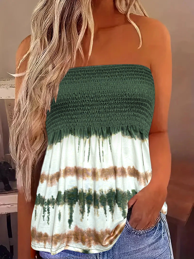Summer Beach Floral Tube Bohemian Strapless Tops
