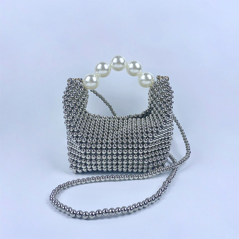 French Retro Hand-woven Large Pearl Elegant Handbags