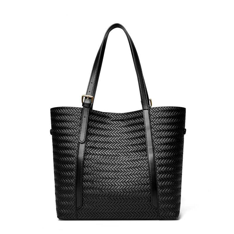 Women's Fashionable Woven Pattern Commuter Large Capacity Vegetable Bags