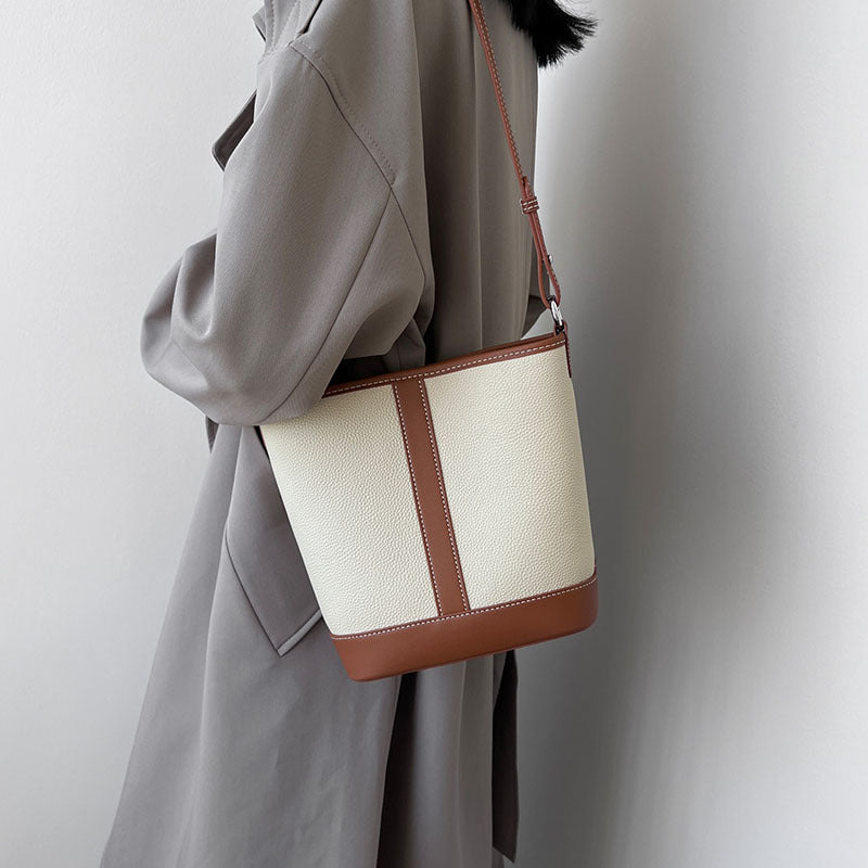 Women's Exquisite Genuine Leather Commuter First Layer Bucket Bags