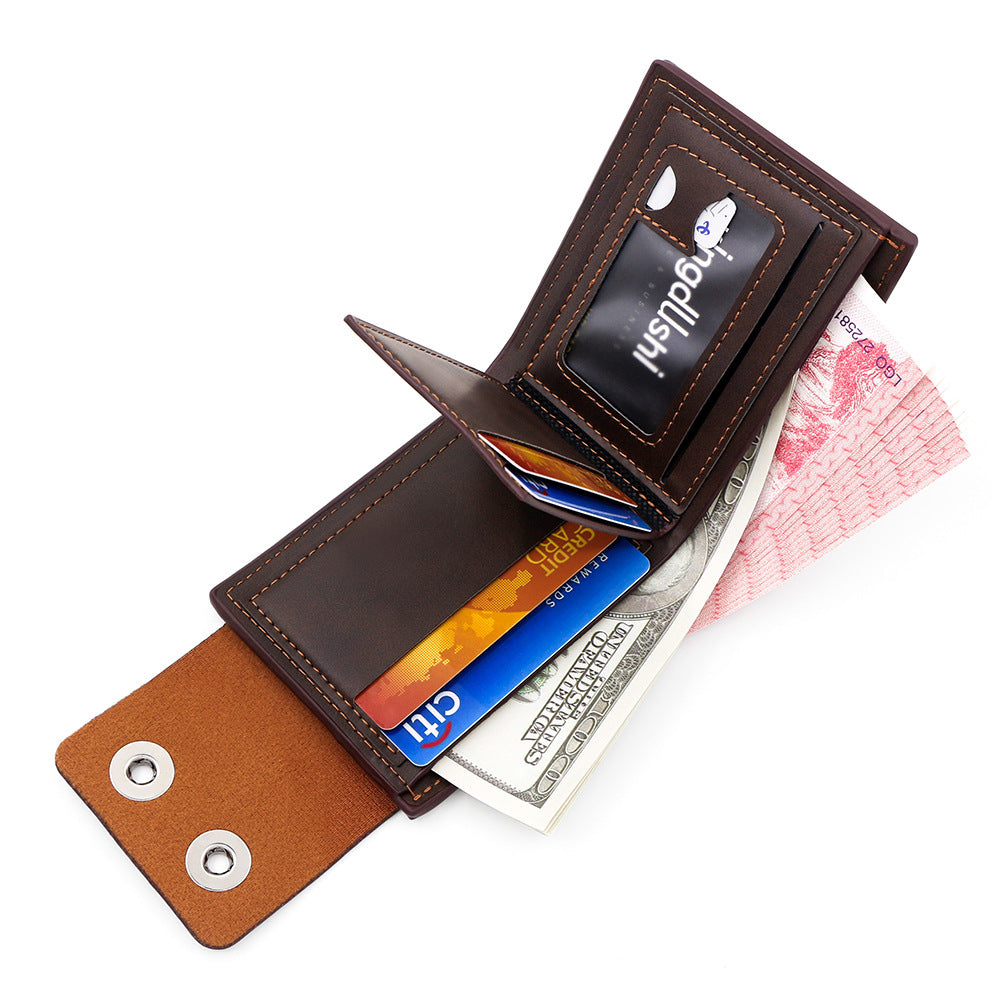 Men's Fashion Embossed Magnetic Snap Short Zipper Men's Wallet
