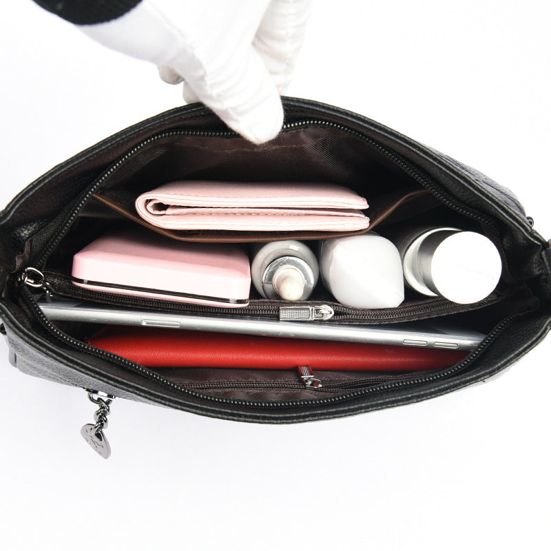 Women's Embossed Classy Mom Simple Portable Grandma Shoulder Bags